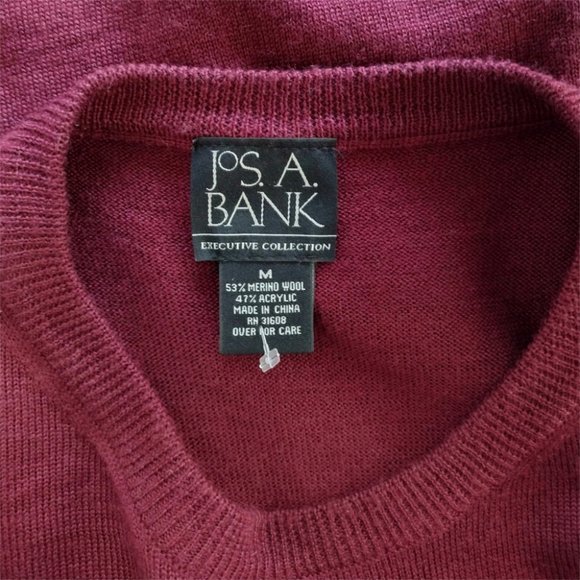 Jos A Bank Maroon Crew Neck Merino Wool Blend Sweater - Picture 10 of 11